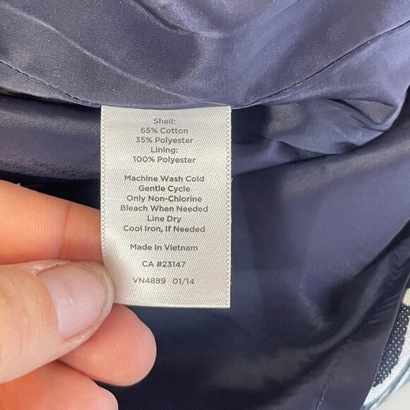 Talbots Straight Pencil Skirts Womens Navy White 2 Geometric Lined Zip Pleat NEW - Picture 7 of 9